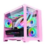 Case Gamer Vidrio Templado Ventana Transparente WJCOOLMA Mini,ROSA